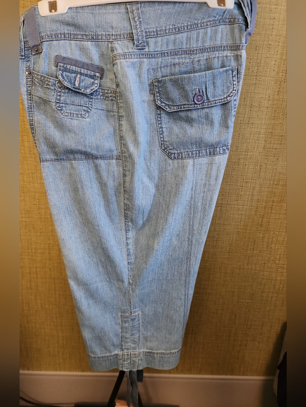 Light Blue Denim Jeans Capri Lightweigt Cotton Sz 14 Gloria